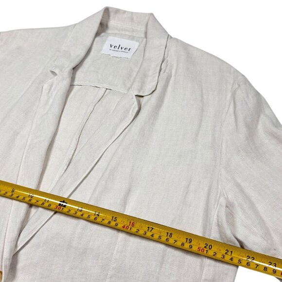Velvet by Graham & Spencer Lenny Linen Blazer SZ L Cream Relaxed Fit Minimalist - Picture 8 of 12